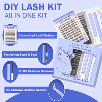 Precio de Fábrica: Pestañas Individuales Pre-cortadas en Segmentos con Adhesivo, Sellador y Removedor, Kit de Extensión Personalizado DIY
