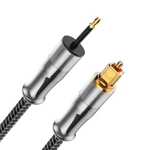 Kabel Toslink berlapis emas 24K untuk Mini, kabel Audio Digital nilon kepang kabel Audio optik 3.5mm