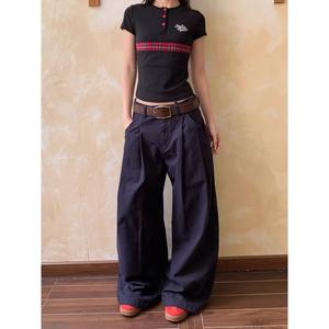 Cross-Border American Retro Pleated Wide-Leg Casual Pants for <b>Men</b> and Women New Loose Straight Versatile Floor-Length <b>Trousers</b> - Product Image 4