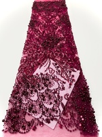 Paillettes de luxe perlées et perles dentelle maille tissus 3D brodé nigérian mariée matériel pour robes de soirée de mariage
