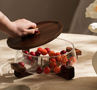 Nieuwe grensoverschrijdende glazen fruitschaal & snackplateau, licht luxe retro design, effen patroon, woonkamer salontafel snoep- en noten schaal