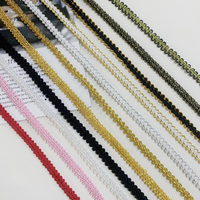 Ruban de 0,8 cm pour accessoires de vêtements et textiles de maison, garnitures à paillettes, dentelle tricotée dorée écologique pour chaussures et sacs