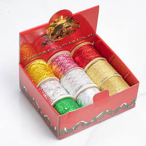 Pita Glitter Natal Berbahan Kawat dengan Bordir Jala Metalik dan Payet untuk Dekorasi Pohon Natal dan Hadiah - Product Image 2