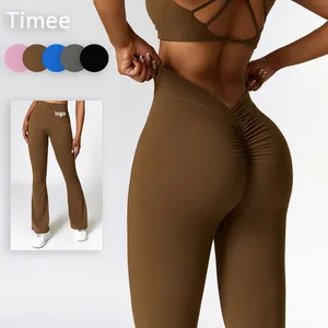 Butt lift yoga flare pants esportes fitness perna larga micro calças cortadas cintura alta quick dry yoga pants para mulheres