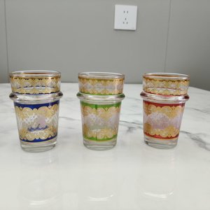 Set di 6 Bicchieri Tradizionali Marocchini Teeglaser da 6oz, Set di Tazze in <span class=keywords><strong>Vetro</strong></span> Nejra per Caffè, Tè, <span class=keywords><strong>Acqua</strong></span>, Bicchieri Colorati - Product Image 2