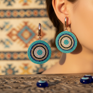 Curves Shape Round <b>Earring</b> Mix Stone Round <b>Earrings</b> Turkish Wholesale Handmade 925 Gold Plated Sterling Silver Jewelry - Product Image 3