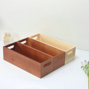 Wooden Storage <b>Box</b> Rectangular Solid Wood Open Top Desktop Organizer Eco Friendly <b>Makeup</b> Organizers - Product Image 3