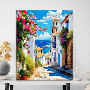 Ventes Directes Usine Peinture par Numéros Toile Personnalisée Rue en <span class=keywords><strong>Bord</strong></span> <span class=keywords><strong>de</strong></span> <span class=keywords><strong>Mer</strong></span> Kits Peinture par Numéro pour Enfants Décoration Maison - Product Image 2