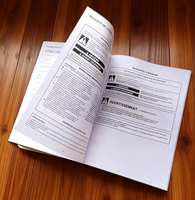 Brochure professionnelle A5 personnalisée OEM, imprimée sur papier offset et papier couché, avec piqûre à cheval et plastification.