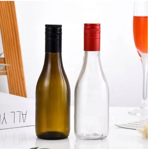 <b>Mini</b> Glass Wine Bottles 187ML Round Clear Green Brown With Screw Cap For Wine Storage - Product Image 4