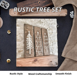 Juego de 3 carteles de árbol de Navidad de madera blanca rústica decoración de granja con técnica de pino pulido - Product Image 2
