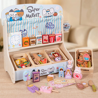 Jeu de simulation de magasin de desserts en bois pour enfants, avec aliments réalistes à découper, jeu de cuisine éducatif pour l'apprentissage précoce des enfants