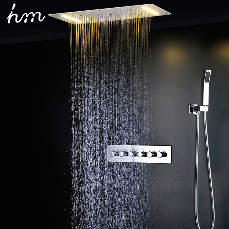 Hm Moderne populaire 304 En acier inoxydable En Laiton Salle De Bain Colonne Pluie Douche Ensemble