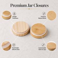 Bouchons ronds en bambou réutilisables personnalisés avec logo, couvercles et fermetures pour tasses, pots à bougies et récipients en verre