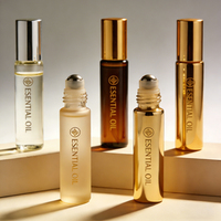 Flacons roll-on miniatures en verre transparents de 3 ml, 5 ml, 8 ml, 10 ml, résistants aux fuites, avec logo personnalisé, pour huiles parfumées, cosmétiques et essences.