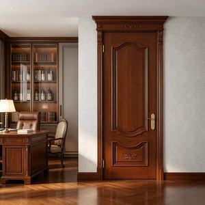Puertas de Madera Compuesta Lacada <span class=keywords><strong>Caoba</strong></span> con Tallado Europeo para Dormitorio, Hotel, Apartamento, Villa, Impermeable - Product Image 2