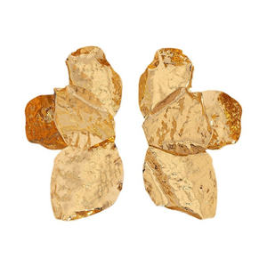 Винтажные Модные женские золотые геометрические Эффектные серьги большой металлический сушеный цветок с милыми легкосплавными большими заклепками - Product Image 6