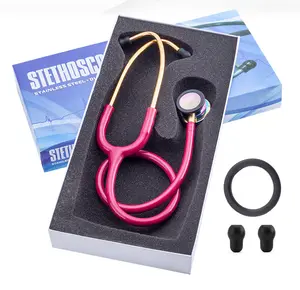 Fashionable High Quality Medical Professional Rose Color Gold Nurse Stethoscope Deluxe Dual Head Stainless Steel Stethoscope