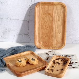 Japanese Style Rubberwood <b>Tray</b> 31x21cm 21x21cm 21x11cm Solid Color Minimalist Serving <b>Tray</b> For Coffee <b>Tea</b> Hotel Use - Product Image 2