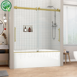 Cabine de douche sans cadre en nickel brossé, verre trempé de 8 mm, quincaillerie en acier inoxydable 304, robuste - Product Image 4
