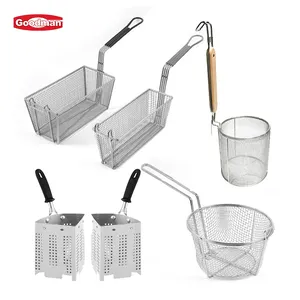 Commercial Kitchen Colanders Strainers Chips Wire Mesh Frying Baskets Stainless Steel Fryer Basket