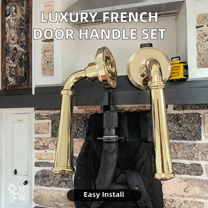 Luxury Modern <b>French</b> <b>Door</b> <b>Handle</b> Lock Solid Wood <b>Door</b> Brass Privacy Passage Mortise Lock <b>Handle</b> Set Easy Installation 5 Year - Product Image 2