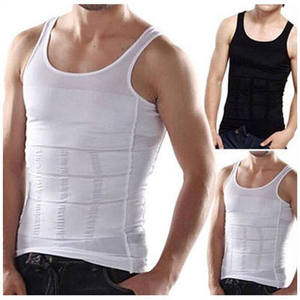Op Maat Gemaakt Logo Nylon Stof Hoge Druk Heren Afslankende Body Shaper <span class=keywords><strong>Vest</strong></span> Compressie Shirts Buik Controle Onderhemden - Product Image 5