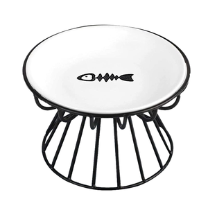 Comedero Elevado de Cerámica Nórdica para Gatos con Soporte Metálico Antideslizante, Plato para Comida y Snacks para Mayor Comodidad del Cuello - Product Image 1