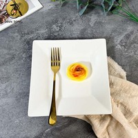 Assiettes Carrées en Porcelaine Personnalisées pour Restaurant, Lot de Vaisselle de Dîner en Céramique Blanches de 8/9/10" pour Service, avec Logo