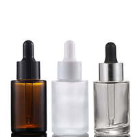 Flacon compte-gouttes élégant en verre transparent de 30 ml pour sérum facial, huile essentielle, soins de la peau, avec bouchon blanc, emballage cosmétique