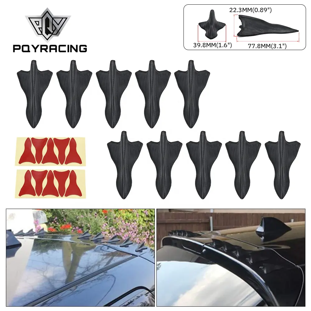 10PCS carbon fiber design-looking color VORTEX GENERATOR FLEXIBLE PP EVO-STYLE ROOF SHARK FINS SPOILER WING KIT UNIVERSAL SFB02