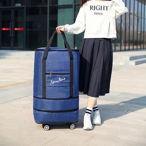 Large Capacity Double Layer Extension Backpack Luggage Roller Bag Spinner <b>Suitcase</b> Folding 4 Wheel Sleeve Travel Bag Trolley Bag - Product Image 3