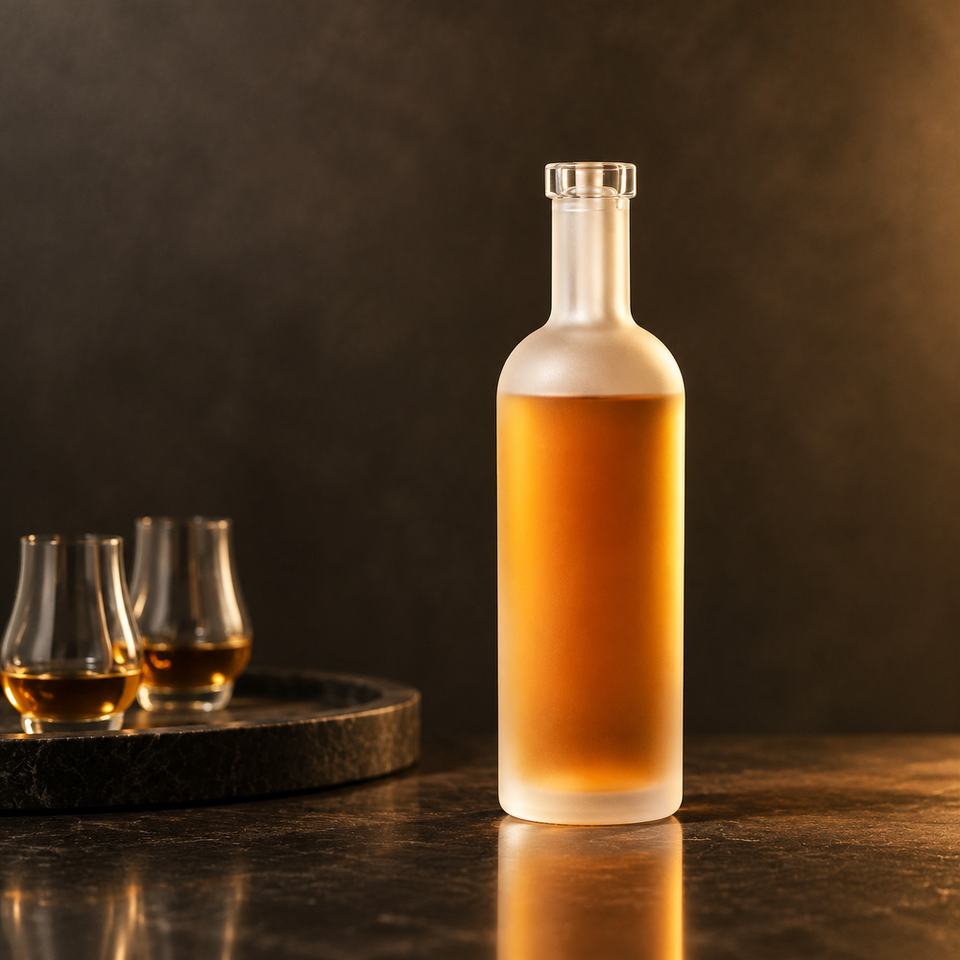 Factory Direct Heavy Bottom Vodka Bottle Frosted Glass Empty Wide ...