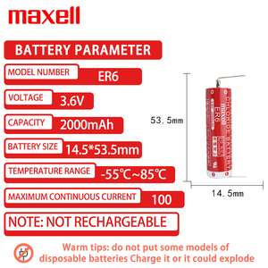 Maxell ER6 3.6V <span class=keywords><strong>AA</strong></span> 2000mAh แบตเตอรี่ลิเธียมสำหรับ <span class=keywords><strong>Panasonic</strong></span> Robot Encoder - Product Image 2