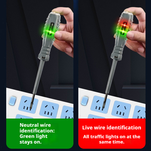 <span class=keywords><strong>Tournevis</strong></span> <span class=keywords><strong>plat</strong></span>/Phillips populaire à manche en plastique avec testeur de tension et indicateur - Outil d'électricien - Product Image 3