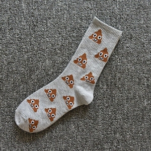Calcetines de Media Caña para Hombre, Diseño de Dibujos Animados Abstractos, Moda Primavera-Otoño, Divertidos, con Estampado de Popó Feliz - Product Image 6