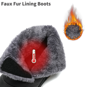 Stivali invernali caldi da uomo rivestiti in <span class=keywords><strong>pelliccia</strong></span> da uomo impermeabili e isolanti scarpe da trekking sportive da esterno <span class=keywords><strong>con</strong></span> soletta antiscivolo per l'inverno - Product Image 4