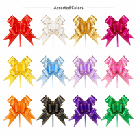 Emballage cadeau saisonnier avec nœud à tirer et bordure dorée, plusieurs couleurs, pour les magasins de détail, les événements, les paniers-cadeaux et la vente en gros