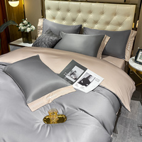 Parure de lit de luxe personnalisable en soie brodée, housse de couette satinée brillante, ensemble de literie couleur nude