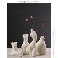 Vase vintage en céramique pour femmes, 1 pièce, design nordique, élégant, vintage, blanc, style boho, décoration intérieure