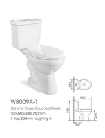 Cuvette de toilette en céramique européenne à double chasse, deux pièces, ronde, à poser au sol