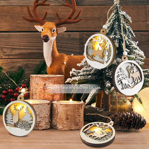 Tailai LED Bằng Gỗ Nghệ Thuật Thủ Công Treo Tuần Lộc Đồ Trang Trí Cho Trong Nhà Ngoài Trời Ngày Lễ Giáng Sinh Ánh Sáng Cây Giáng Sinh Quà - Product Image 5