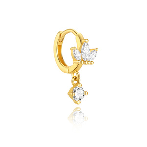 Pendiente de cartílago con forma de planeta, chapado en oro, plata de ley S925, 1.2x6mm, parte trasera plana, rosca interna, joyería para la oreja - Product Image 5