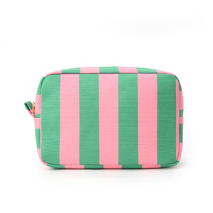 Pochette cosmétique en velours côtelé rayée, grande capacité, sac de maquillage de voyage, pochette de rangement portable pour articles de toilette - Product Image 5