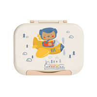Boîte à lunch Bento à 3 compartiments pour enfants avec couvercle en plastique pour la préparation de repas pour garçons ou filles
