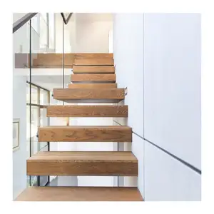 Hedendaagse Diy Installeren Massief Houten Zwevende Trappen Ontwerp