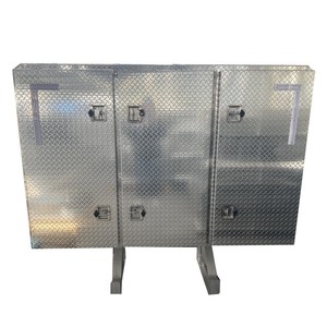 세미 트럭 용 거울 마감 도어 두통 랙 3 개가있는 68 "X 80" 알루미늄 평판 트레일러 캡 랙 - Product Image 1