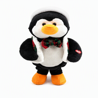Peluche pingouin de Noël 22 cm avec chapeau écossais, jouet en peluche doux pour enfants, cadeau
