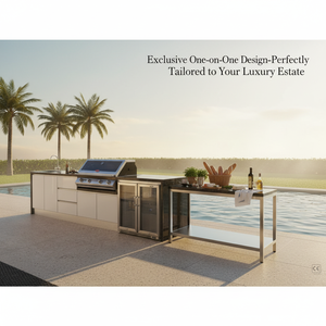 JOYEDA Módulo de Cocina Exterior para Jardín con Mesa, Cajones, Parrillas, Luces y Equipo para Pizza, con Estructura de Piedra para Barbacoa, Ideal para Verano - Product Image 1