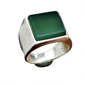 925 Sterling Silver Green Onyx <b>Ring</b> Natural Gemstone Statement <b>Ring</b> Handmade Fine Jewelry for Women <b>Men</b> Wholesale - Product Image 2